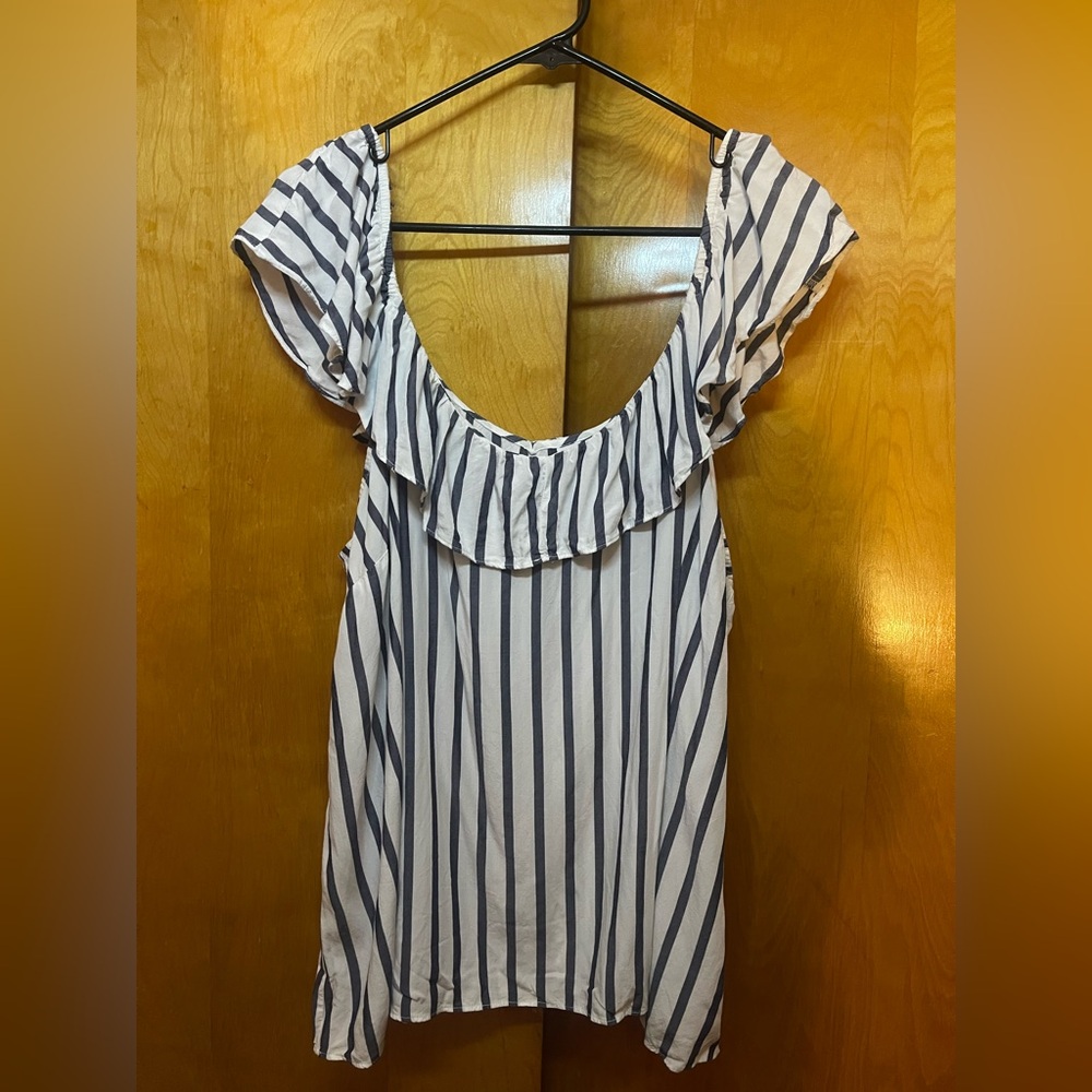 Old Navy stripped ruffle shirt.